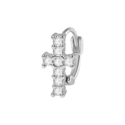 Piercing Brinco Modelo 5 Crucifixo Zircônias Aço 316L